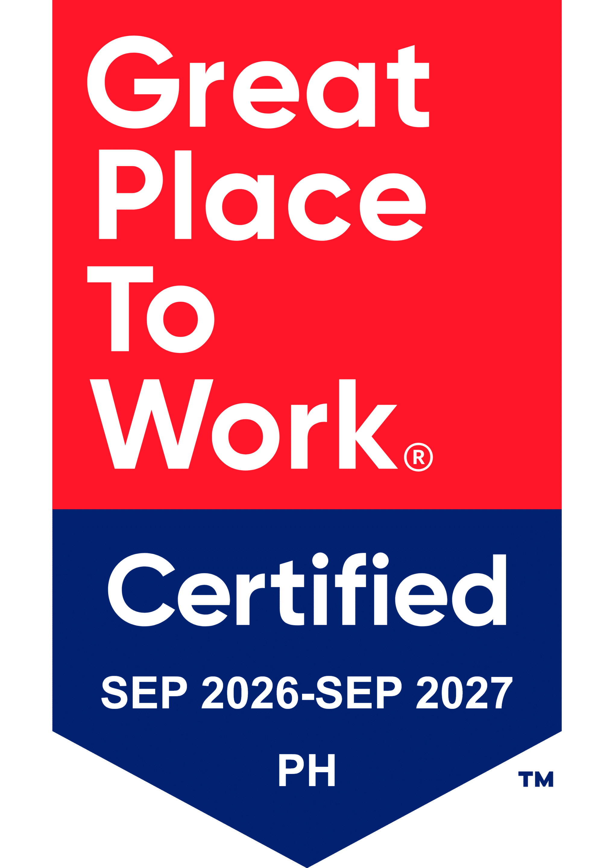 Great Place to Work Certified September 2026 to September 2027 Philippines